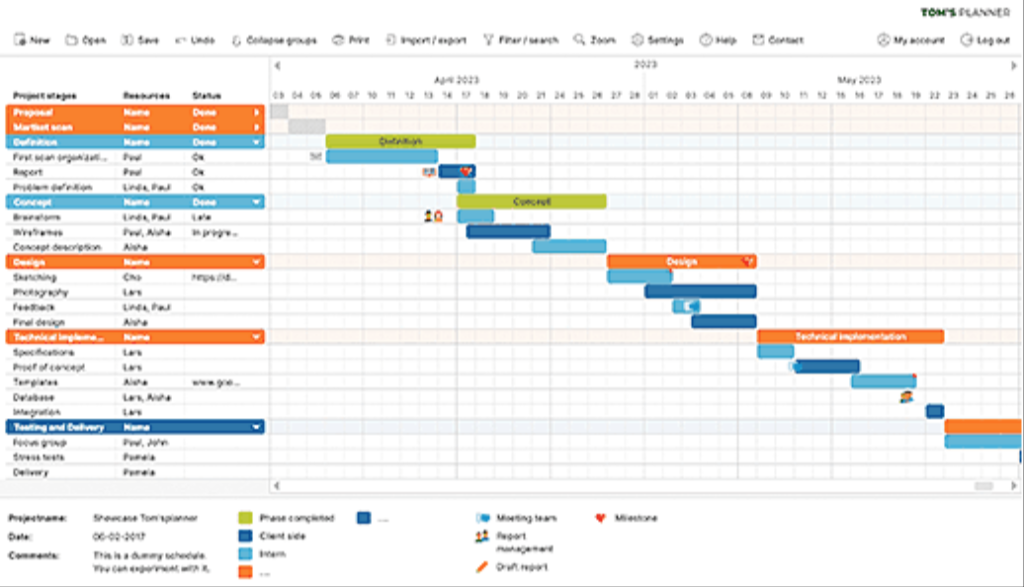 project manager gantt chart template